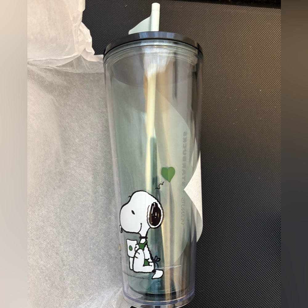 Starbucks Green and White Snoopy Tumbler